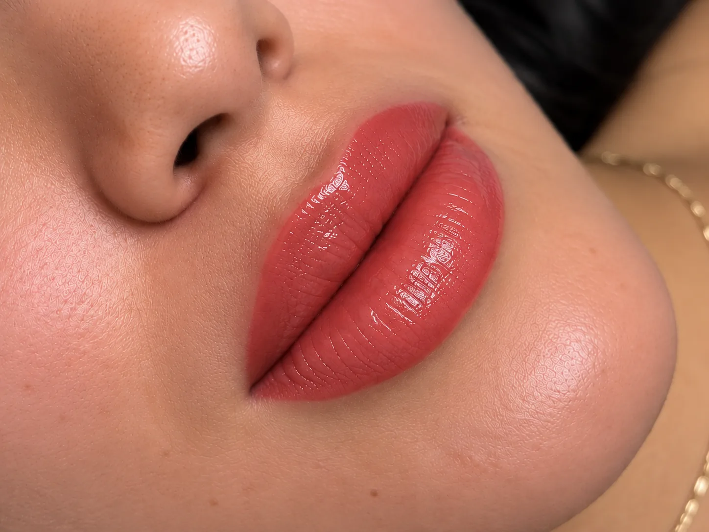 Close-up Lip Blush result at Nessy Studio Houston